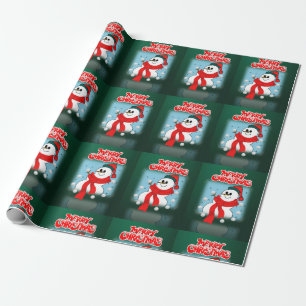 Merry Christmas Wrapping Paper Snowman