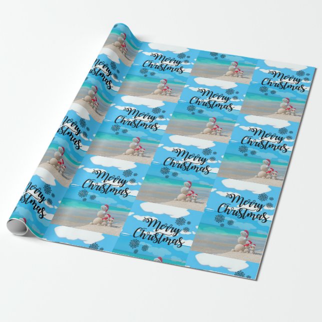 Merry Christmas Wrapping Paper Snowman (Unrolled)