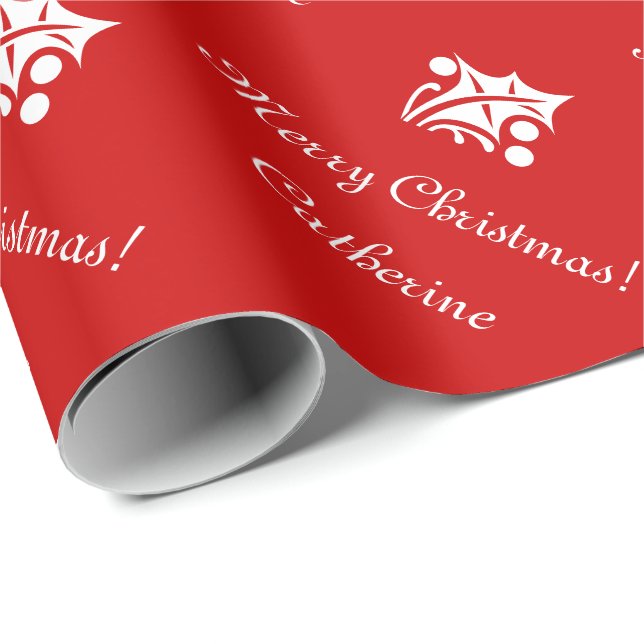 Merry Christmas wrapping paper with custom name. (Roll Corner)