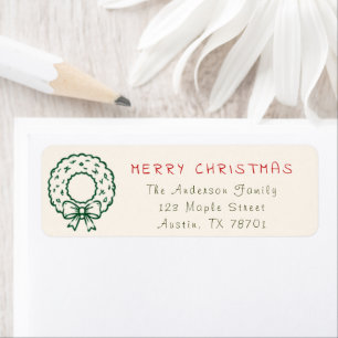 Merry Christmas Wreath Address Label Return Address Label