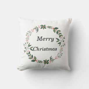 Merry Christmas Wreath Christmas Cushion