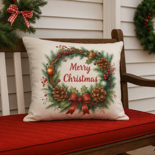 Merry Christmas Wreath  Cushion (Creator Uploaded)