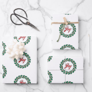 Merry Christmas Wreath Design: Joy Wrapping Paper Sheet