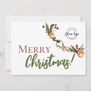 Merry Christmas Wreath dried Oranges Business Logo Holiday Card