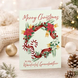Merry Christmas Wreath for Grandmother Card