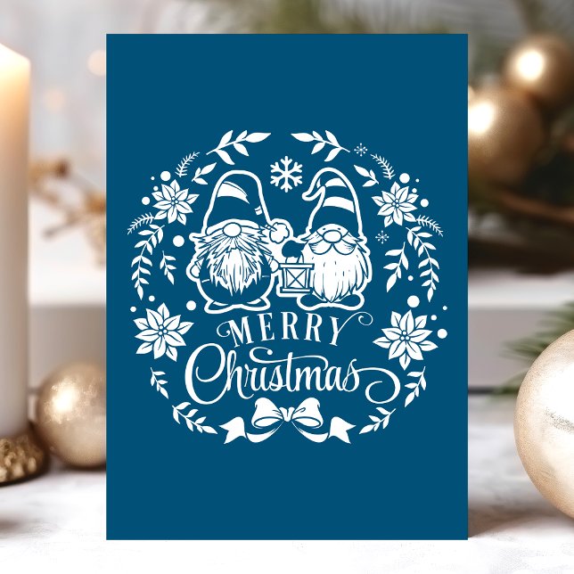 Merry Christmas Wreath Gnome Holiday Card (Creator Uploaded)