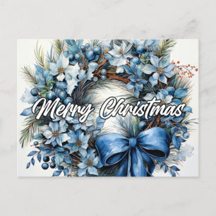 Merry Christmas Wreath Happy Holidays Postcard