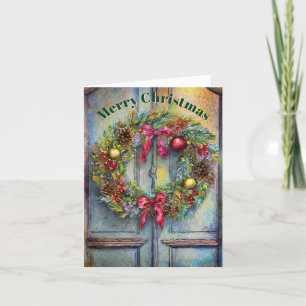 Merry Christmas Wreath Holiday Card