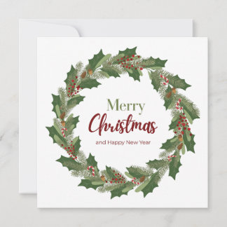 Merry Christmas Wreath Holiday Card