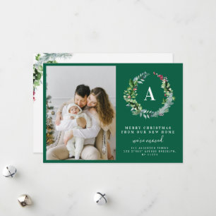 Merry christmas wreath holiday moving announcement