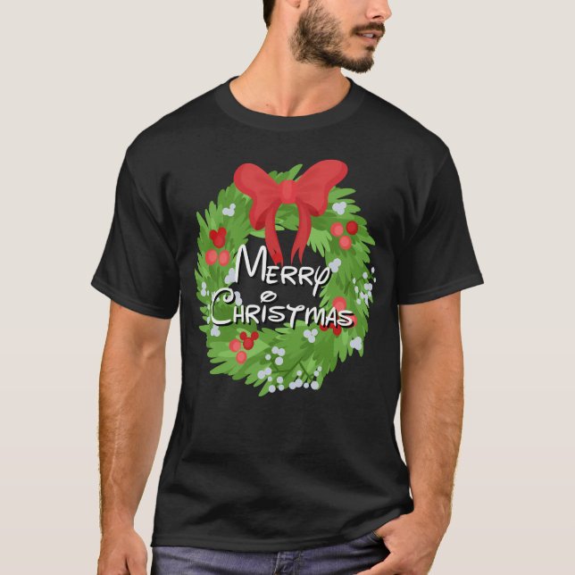 Merry Christmas Wreath House Of Mouse Style T-Shirt (Front)
