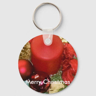 Merry Christmas Wreath Key Ring
