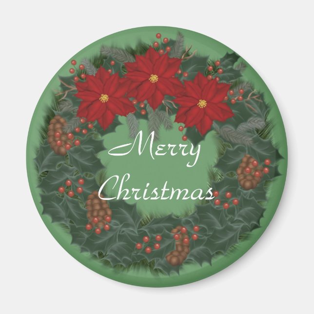 Merry Christmas Wreath Magnet (Front)