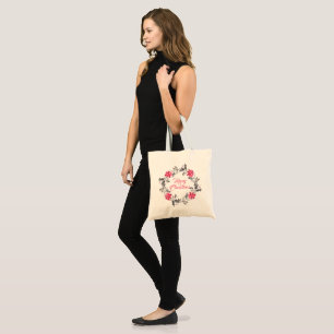 Merry Christmas Wreath Modern Typography Tote Bag