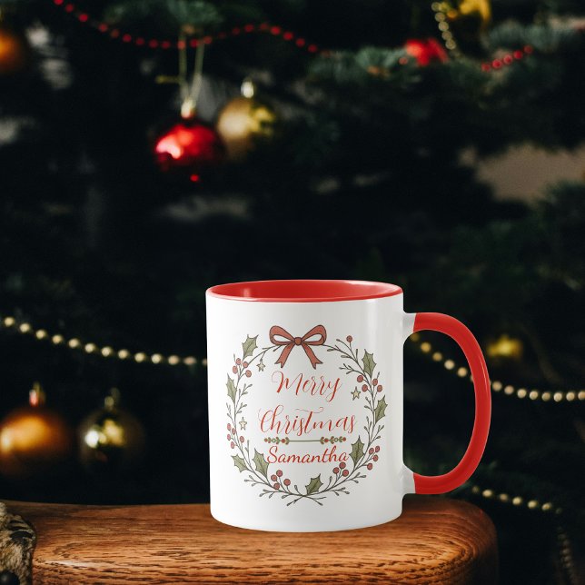 "Merry Christmas" Wreath Mug (Creator Uploaded)
