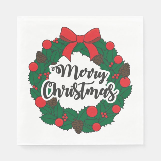 Merry Christmas Wreath Napkin (Front)