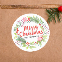 Merry Christmas Wreath Personalised Script