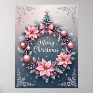 Merry Christmas Wreath Poster