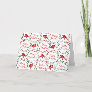 Merry Christmas wreath red green white Holiday Card