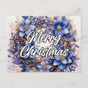 Merry Christmas Wreath   Seasons Greetings Postcard