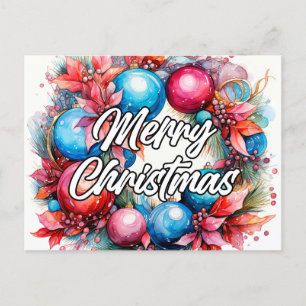 Merry Christmas Wreath Seasons Greetings Postcard