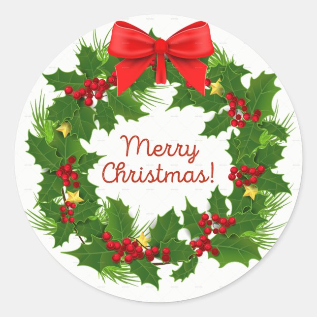 Merry Christmas Wreath Sticker (Front)