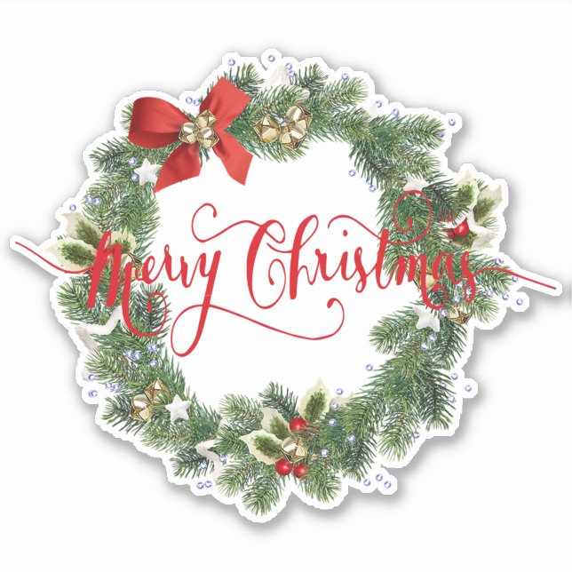 Merry Christmas wreath Sticker (Front)