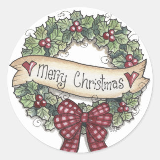 Merry Christmas Wreath Sticker