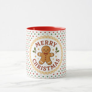 Merry Christmas wreath with gingerbread man Mug