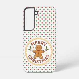 Merry Christmas wreath with gingerbread man Samsung Galaxy Case