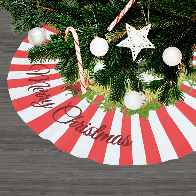 Merry Christmas Wreath with Stripes Brushed Polyester Tree Skirt (Creator Uploaded)