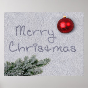 Merry Christmas written in the Snow Poster