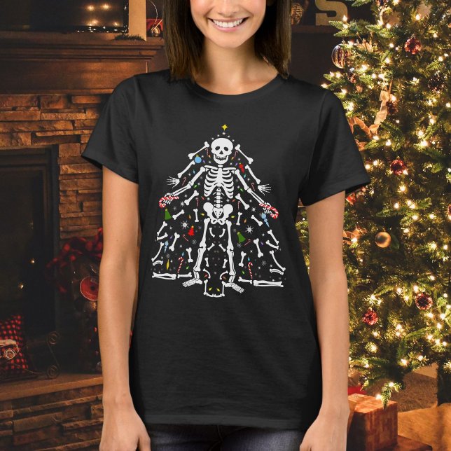 Merry Christmas X-ray Tech Christmas Tree Skeleton T-Shirt (Creator Uploaded)