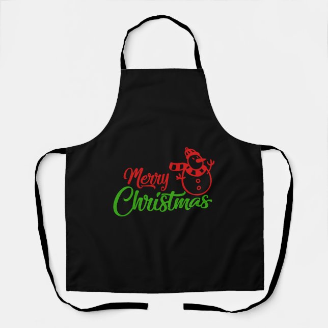 Merry Christmas X Snowman Apron (Front)