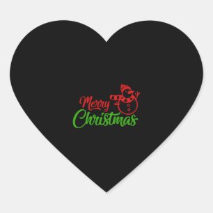 Merry Christmas X Snowman Heart Sticker