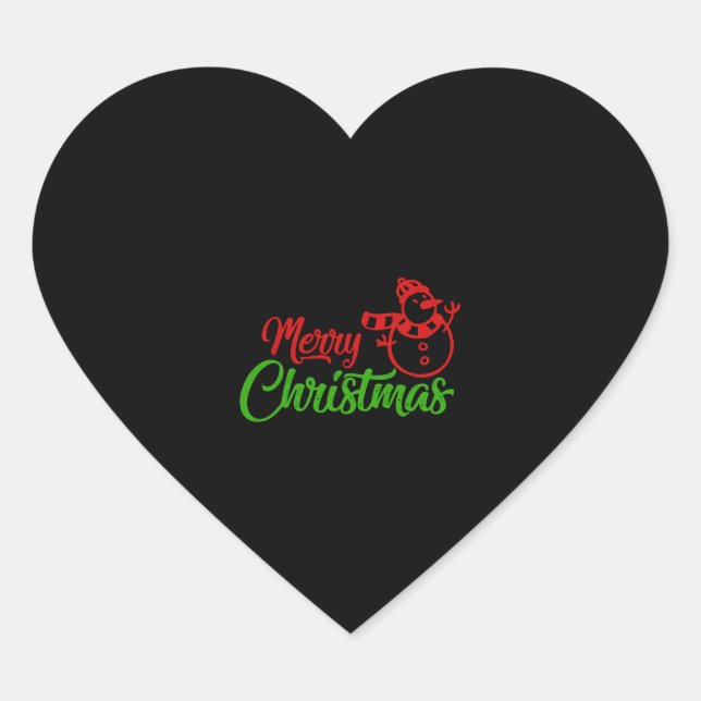 Merry Christmas X Snowman Heart Sticker (Front)