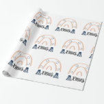 Merry Christmas Xmas Boho Rainbow Gift Wrapping Paper<br><div class="desc">Xmas script and typography with a blue Boho rainbow with faux gold stars for the holiday season.</div>