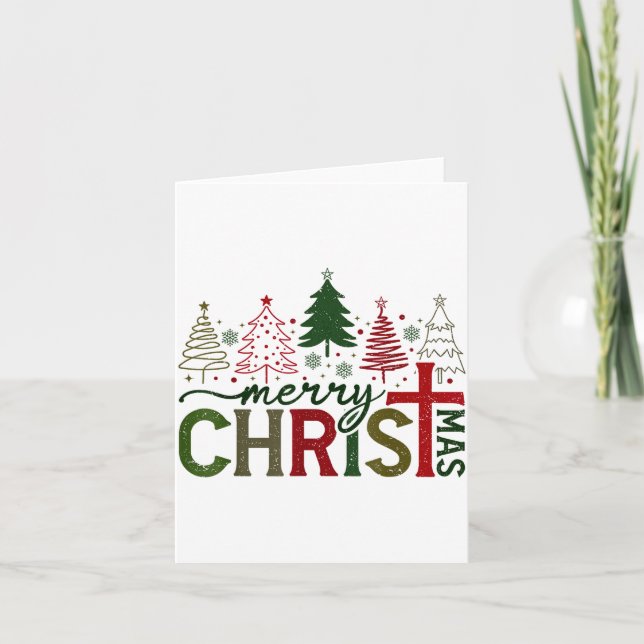 Merry Christmas Xmas Christian Jesus Family Pajama Card (Front)