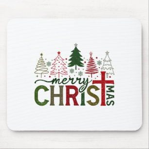 Merry Christmas Xmas Christian Jesus Family Pajama Mouse Pad
