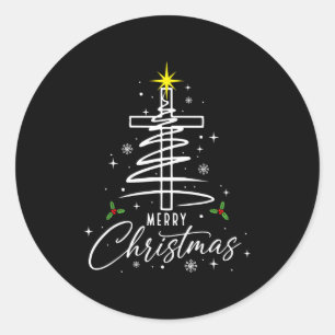 Merry Christmas Xmas Christian Jesus Holiday Famil Classic Round Sticker