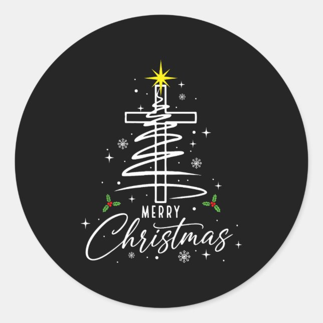 Merry Christmas Xmas Christian Jesus Holiday Famil Classic Round Sticker (Front)