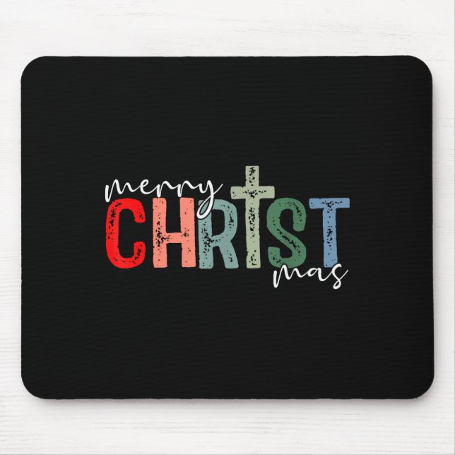 Merry Christmas Xmas Christian Jesus Holiday Famil Mouse Pad (Front)