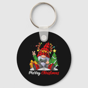 Merry Christmas Xmas Gamer Gnome Video Game Boys K Key Ring