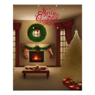 Merry christmas- xmas light- Christmas tree Photo Print