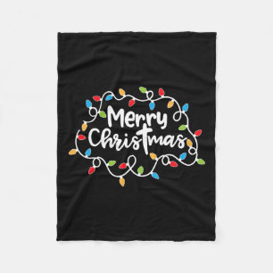 Merry Christmas Xmas Lights Pyjamas Family Matchin Fleece Blanket