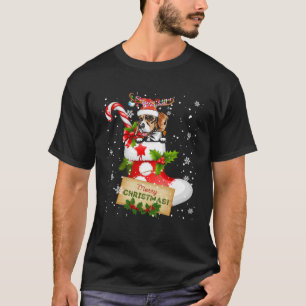 Merry Christmas Xmas Lights Santa Reindeer Beagle  T-Shirt
