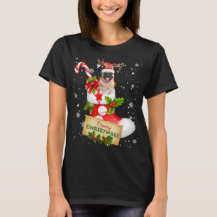 Merry Christmas Xmas Lights Santa Reindeer Pug In T-Shirt
