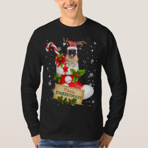 Merry Christmas Xmas Lights Santa Reindeer Pug In T-Shirt