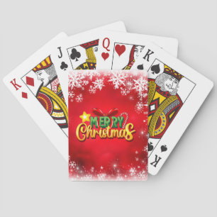 Merry Christmas Xmas Red Green Gold Holiday Love Playing Cards