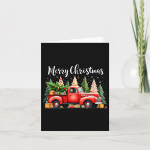 Merry Christmas Xmas Red Truck With Dog & Cat Card